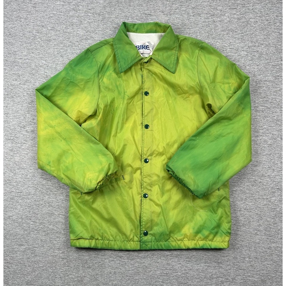 Vintage Bike Jacket Mens Small Green 4500 Windbreaker Snap Lined USA Made Retro